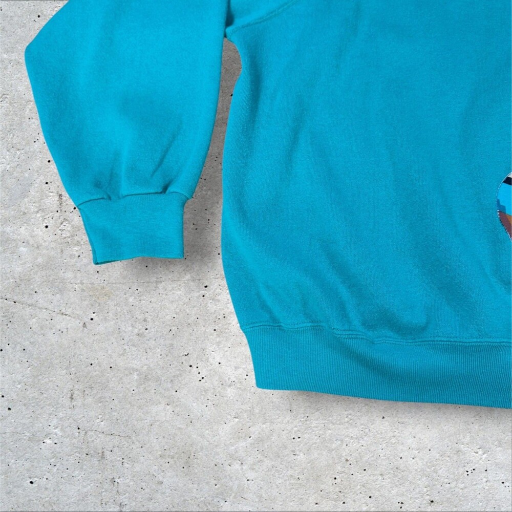 Vtg 90s Tultex Maximum Sweats Southwest Pottery Puff Print XL USA Turquoise - Picture 6 of 9